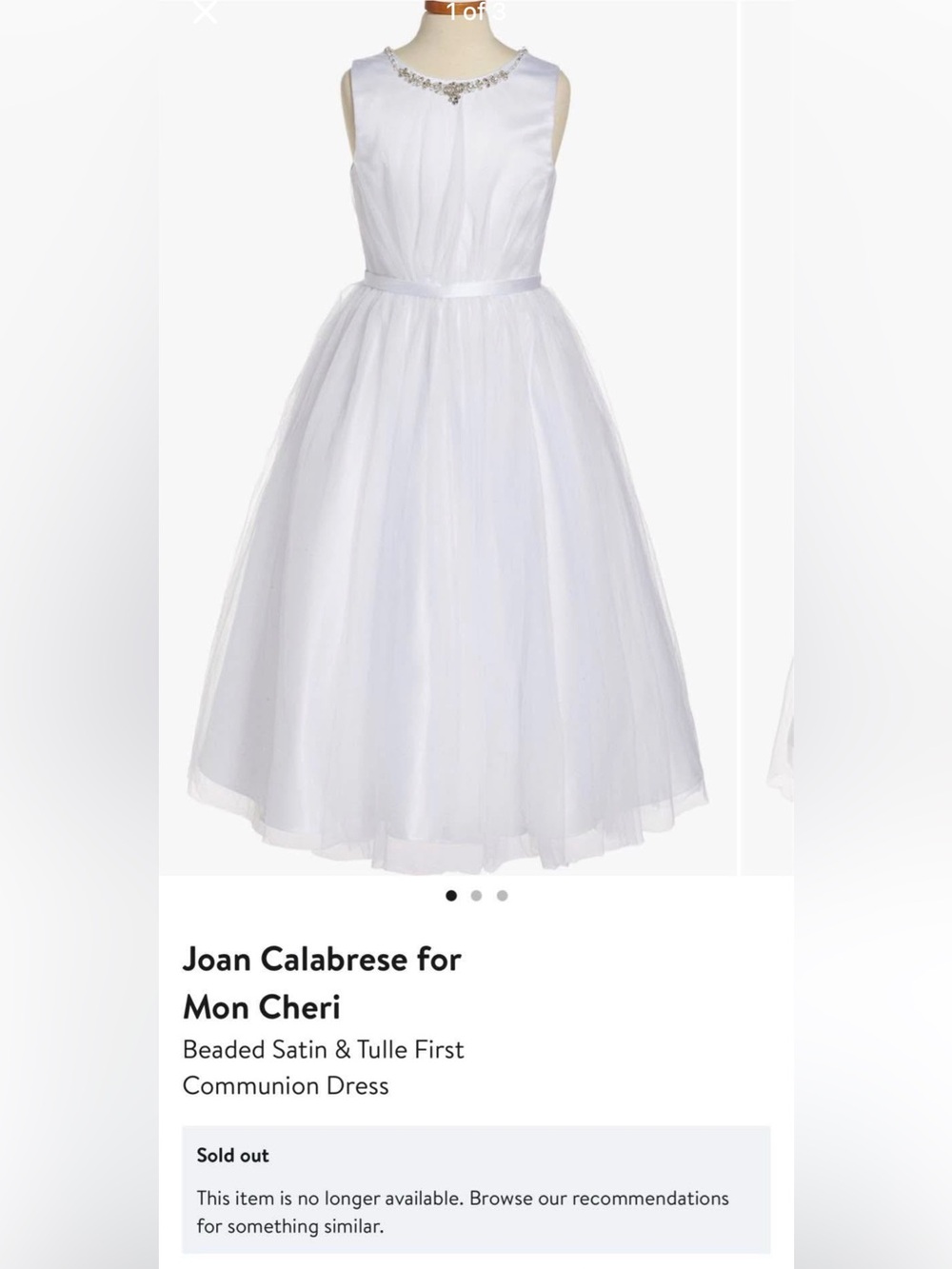 Joan Calabrese for Mon Cheri White Tulle Dress